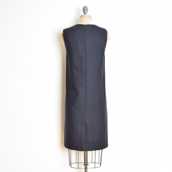 vintage 90s dress PENDLETON wool navy blue simple sheath normcore midi M L - Picture 5 of 7